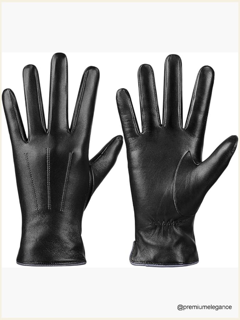 Genuine Leather Touch Screen Gloves for Women with Wool Lining